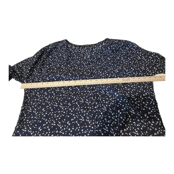 Zara Navy Blue Star Button Up Blouse Long Sleeve Large - Picture 10 of 11